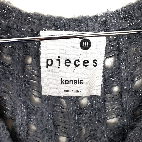 Pieces by Kensie Open Knit Gray & Silver Sweater M - Picture 2 of 5